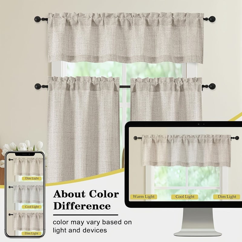 Textured Kitchen Small Curtain 30x90cm Japanese Style Semi Transparent Decorative Sheer - Image 4