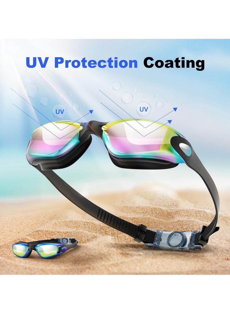 زيريفام نظارات سباحة، عبوة من قطعتين، نظارات سباحة مع مشبك أنف وسدادات أذن، مضادة للضباب ولا تتسرب، حماية من الأشعة فوق البنفسجية بزاوية رؤية واسعة 180 درجة، نظارات سباحة واضحة الرؤية للبالغين والرجال والنساء والشباب - Image 5