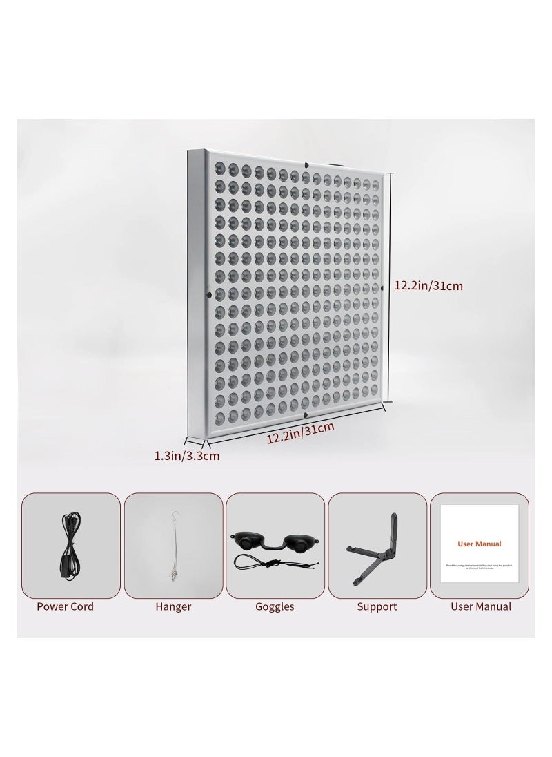 Generic - لوحة مصباح الضوء الأحمر، مجموعة مصابيح LED حمراء 660 نانومتر وأشعة تحت الحمراء القريبة 850 نانومتر، لمعظم أجزاء الجسم، مثالية للبدء بالضوء الأحمر والأشعة تحت الحمراء القريبة، 12.2 بوصة × 12.2 بوصة، 225 قطعة من مصابيح LED - Image 1