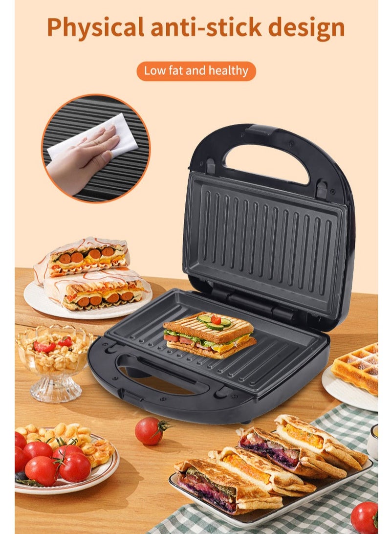 sokany 8 in 1 Multi Snacks Maker with Sandwich/Panini-Grill-Waffle-Donut-Nutty-Biscuit-Omelette-Hot Dog,Detachable Plates 750W SK-B140 Black/Silver - Image 3