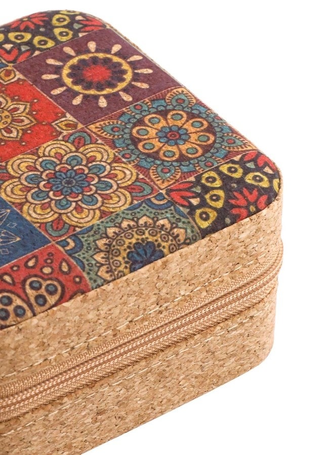 GERIX منظمات علب مجوهرات جيريكس | صندوق تخزين منظم مجوهرات | صندوق هدايا زفاف/عيد ميلاد للنساء | قماش مطبوع | منظم أساور وأقراط | صندوق منظم مجوهرات محمول - Image 5