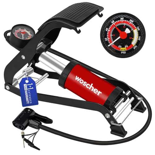 Woscher StepAir Single Cylinder Foot Tyre Inflator for Car and Bike, Air Pump for Car Tyre, 120 PSI Foot Car Tyre Inflator Pump with Pressure Gauge | Cycle Pump for Bicycle | Tyre Inflator Kit - Image 1