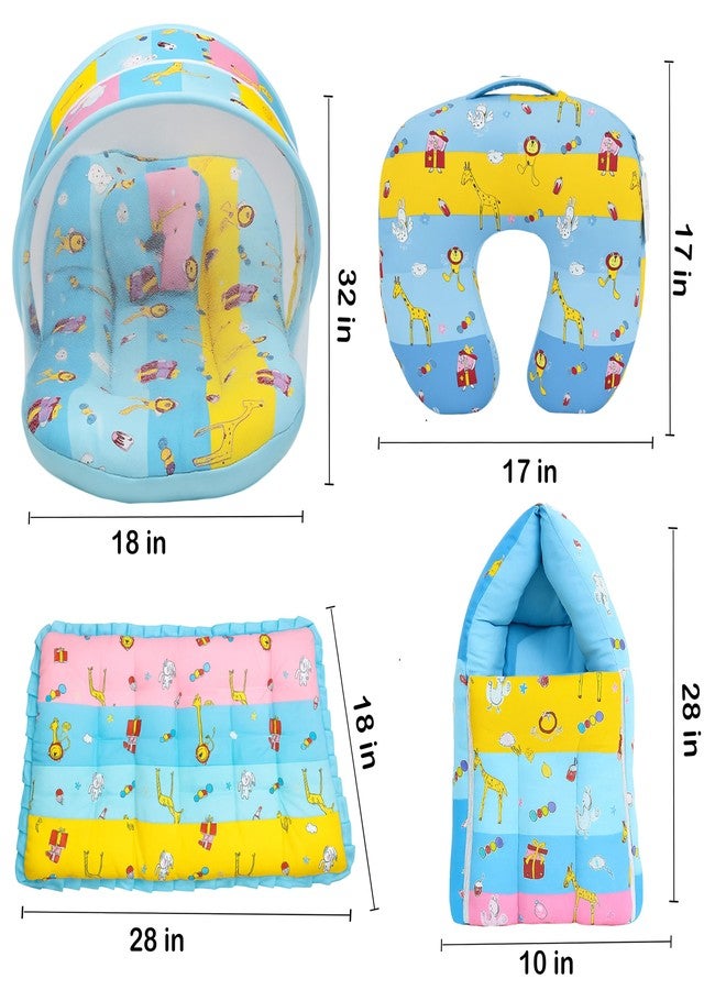 Infantbond by fareto Baby Bedding Set Essentials Combo | Baby Bed | Carry Bag | Sleeping Bag | Hand Carry Bed | Feeding Pillow (0-6 Months)(All in 1)(Blue Giffi) - Image 5