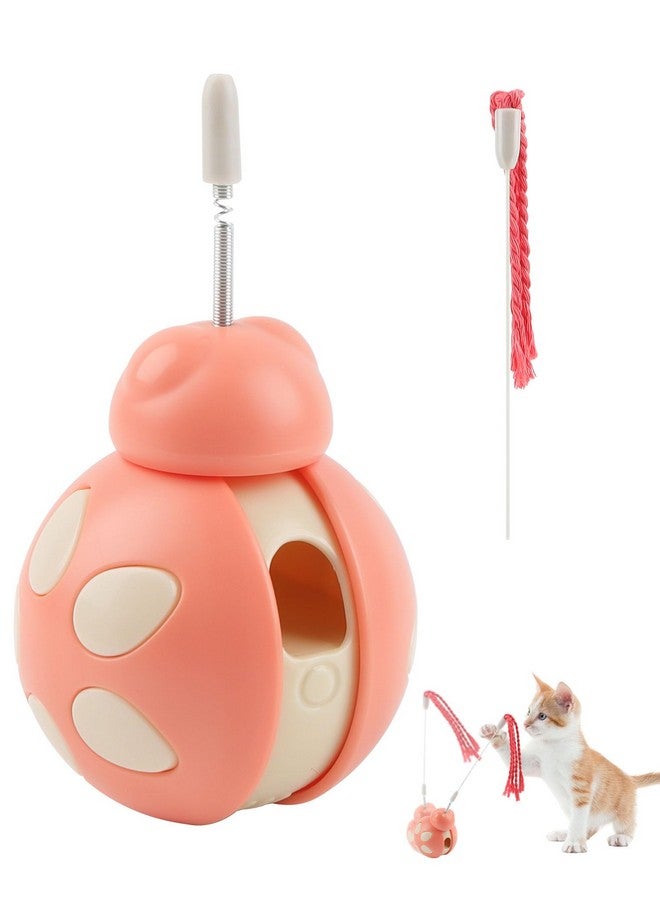 جيس لعبة قطط تفاعلية من جي إي إس مع موزع طعام - تصميم على شكل كوب، عصا تحفيز عالية الارتداد، لتخفيف التوتر للقطط المنزلية، لون وردي - Image 1