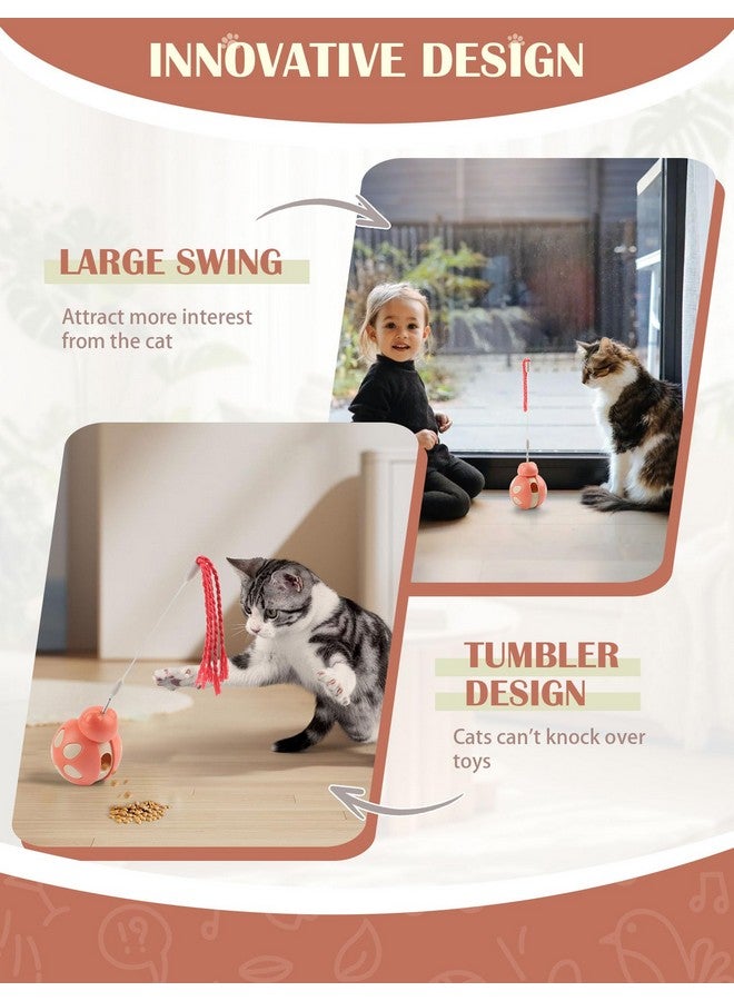 جيس لعبة قطط تفاعلية من جي إي إس مع موزع طعام - تصميم على شكل كوب، عصا تحفيز عالية الارتداد، لتخفيف التوتر للقطط المنزلية، لون وردي - Image 2
