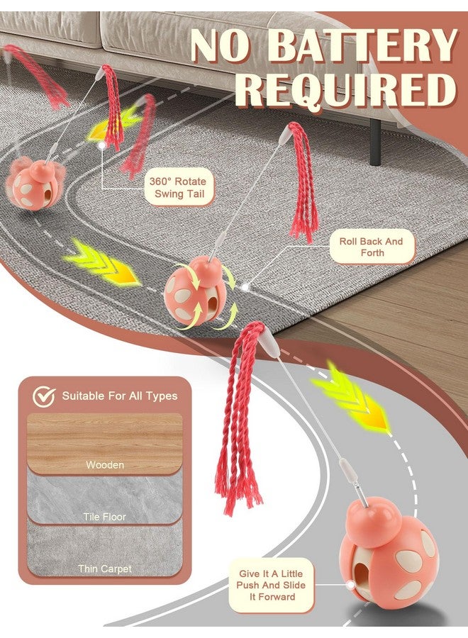 جيس لعبة قطط تفاعلية من جي إي إس مع موزع طعام - تصميم على شكل كوب، عصا تحفيز عالية الارتداد، لتخفيف التوتر للقطط المنزلية، لون وردي - Image 4