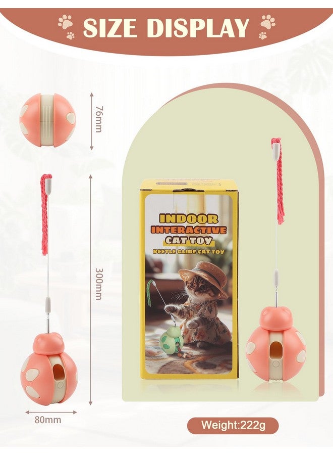 جيس لعبة قطط تفاعلية من جي إي إس مع موزع طعام - تصميم على شكل كوب، عصا تحفيز عالية الارتداد، لتخفيف التوتر للقطط المنزلية، لون وردي - Image 3