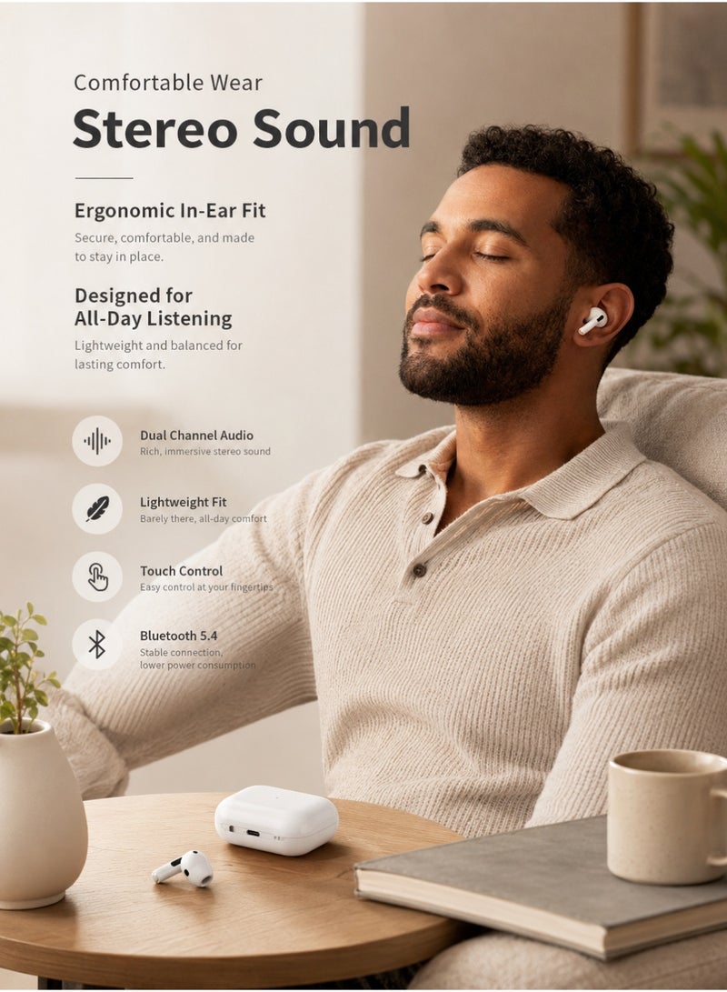 Starfire Wireless Bluetooth 5.4 Earbuds with Touch Control, Stereo Sound, IPX4 Waterproof, Dual Channel, Long Battery Life Wireless Earphones - Image 4