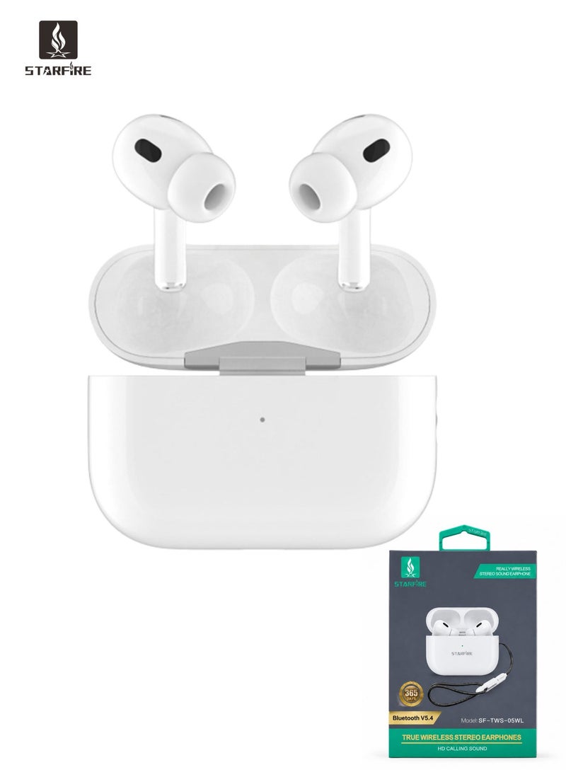 Starfire True Wireless Stereo Earphones, Bluetooth V5.4 Earbuds With Noise Cancellation, Touch Control, HD Calling, IPX4 Waterproof, 300mAh Charging Case, Long Battery Life, White - Image 1