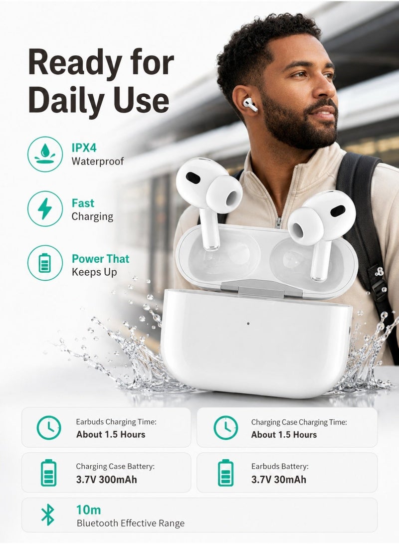 Starfire True Wireless Stereo Earphones, Bluetooth V5.4 Earbuds With Noise Cancellation, Touch Control, HD Calling, IPX4 Waterproof, 300mAh Charging Case, Long Battery Life, White - Image 4