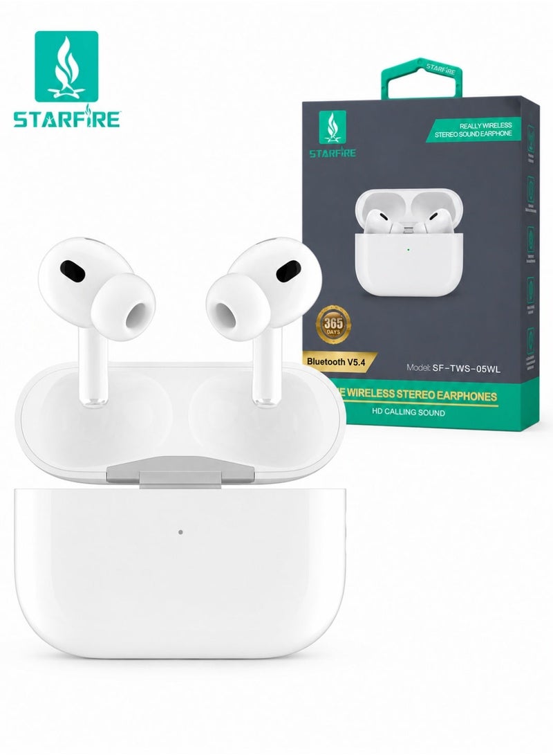 Starfire Noise Cancelling Bluetooth V5.4 True Wireless Stereo Earbuds, Touch Control Earphones with HD Calling, IPX4 Waterproof, 300mAh Charging Case, Long Battery Life, White - Image 1