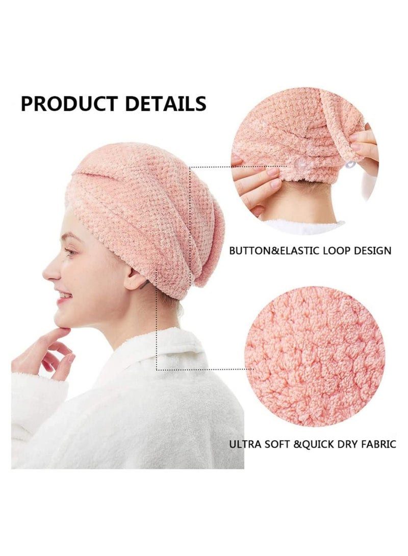 أوريتي عبوتان من منشفة شعر من الألياف الدقيقة للنساء والفتيات سريعة الجفاف وناعمة من الألياف الدقيقة لتجفيف الشعر وغطاء استحمام للشعر وعمامة لتجفيف الشعر المجعد والطويل والكثيف، باللونين الرمادي والوردي - Image 4