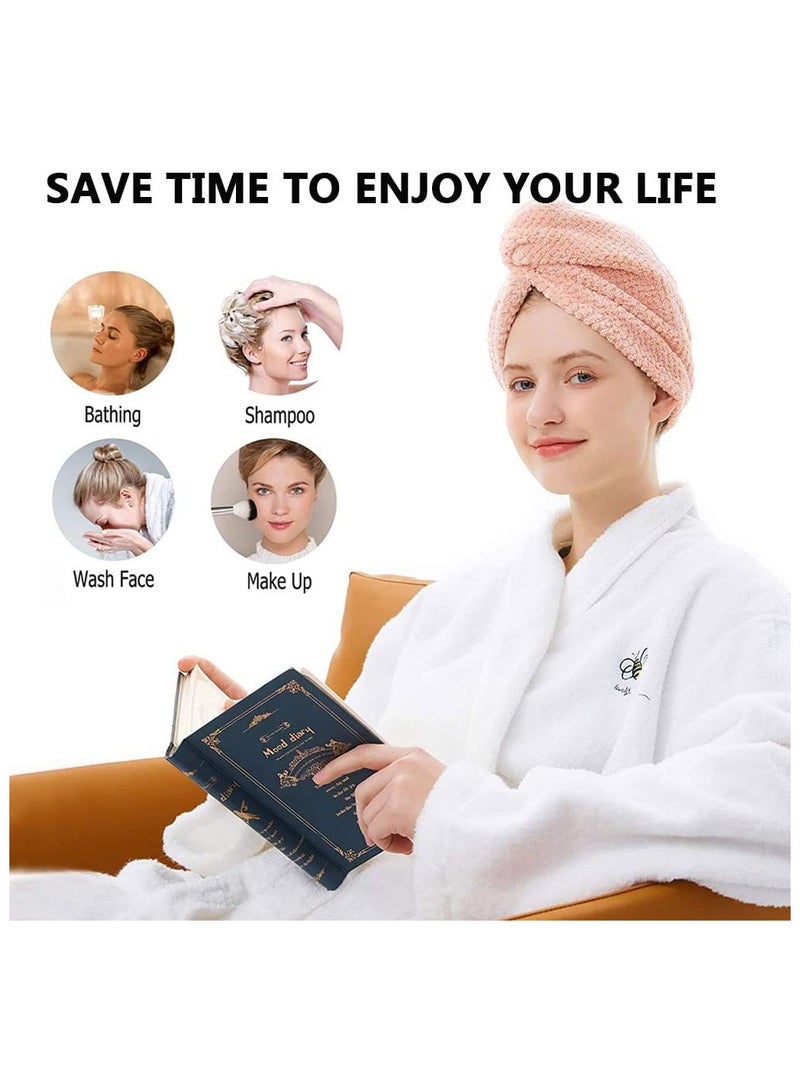 أوريتي عبوتان من منشفة شعر من الألياف الدقيقة للنساء والفتيات سريعة الجفاف وناعمة من الألياف الدقيقة لتجفيف الشعر وغطاء استحمام للشعر وعمامة لتجفيف الشعر المجعد والطويل والكثيف، باللونين الرمادي والوردي - Image 3