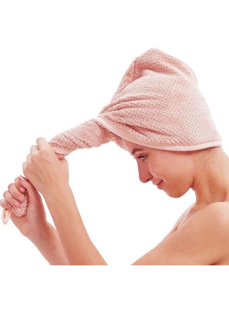 أوريتي عبوتان من منشفة شعر من الألياف الدقيقة للنساء والفتيات سريعة الجفاف وناعمة من الألياف الدقيقة لتجفيف الشعر وغطاء استحمام للشعر وعمامة لتجفيف الشعر المجعد والطويل والكثيف، باللونين الرمادي والوردي - Image 2