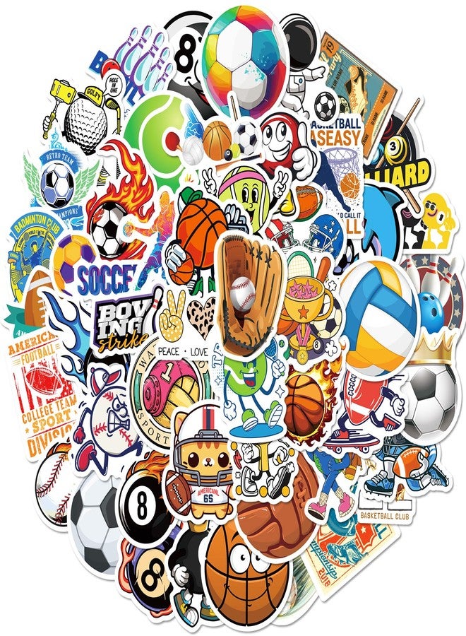 WANVAE 50Pcs Ball Sport Stickers, Cool Basketball Baseball Soccer Football Waterproof Vinyl Decal for Adult Teen Kids Notebook Water Bottle, Laptop, Luggage, Phone, Skateboard, Helmet - Image 1