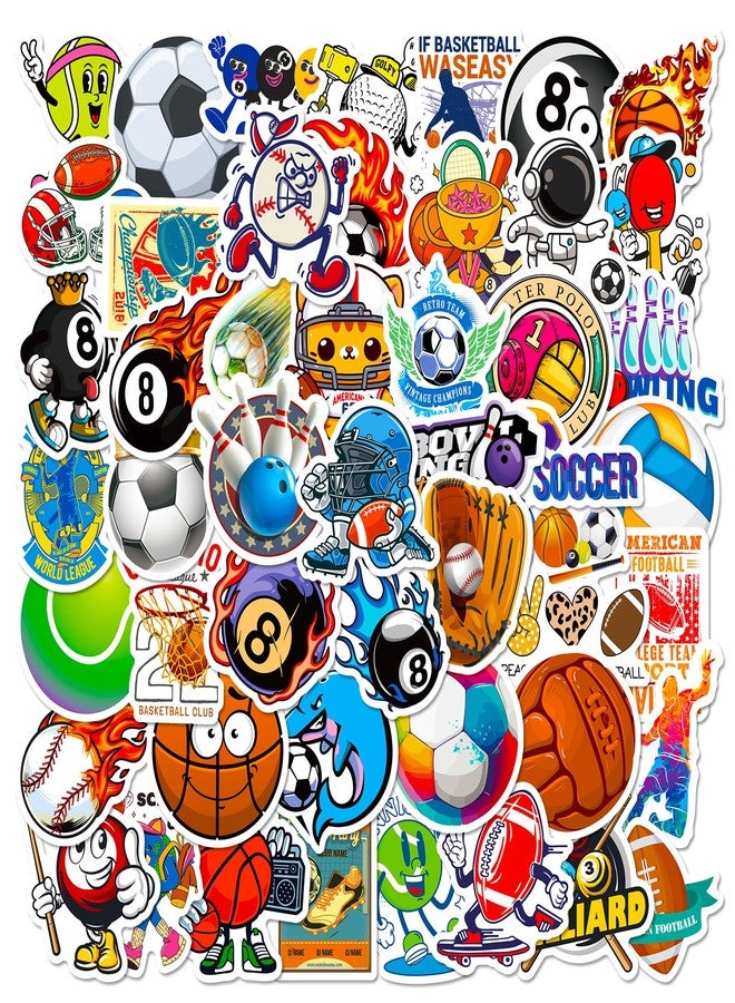 WANVAE 50Pcs Ball Sport Stickers, Cool Basketball Baseball Soccer Football Waterproof Vinyl Decal for Adult Teen Kids Notebook Water Bottle, Laptop, Luggage, Phone, Skateboard, Helmet - Image 2