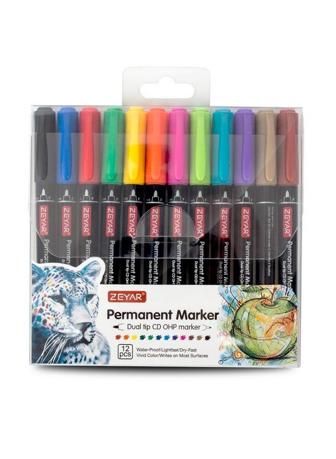 ZEYAR Twin Tip Permanent Markers, Cd/Dvd Markers, 12 Color, Ultra Fine Point And Fine Point For Signature And Marking (12 Colors) - Image 5