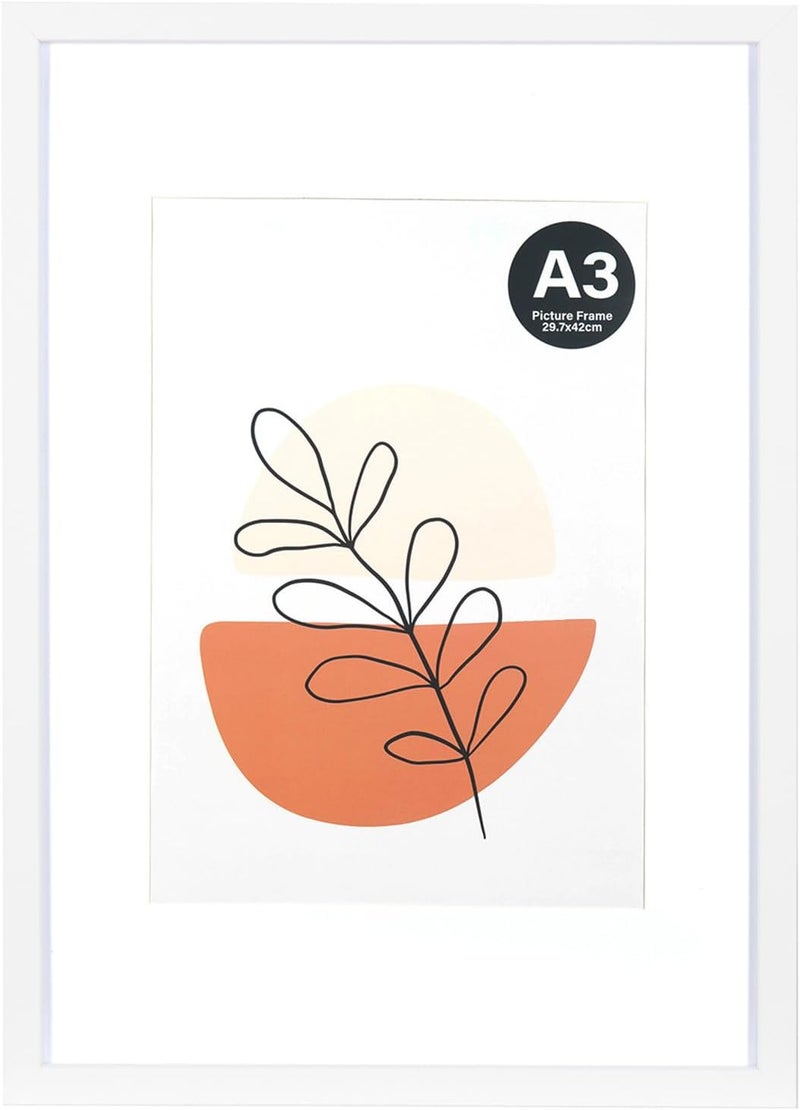 KAIWIN إطار صور أبيض مقاس A3 مع باسبورت 21x30 سم (A4)، إطار صور بزجاج أكريليك للتعليق، للصور والملصقات والأحجيات | إطار ملصق - Image 1