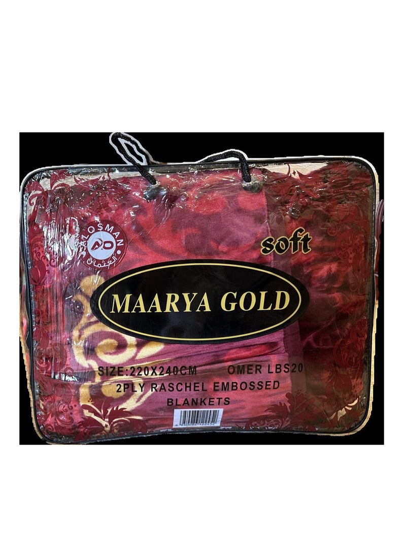MAARYA GOLD 2 PLY SUPER SOFT EMBOSSED BLANKET - Image 1