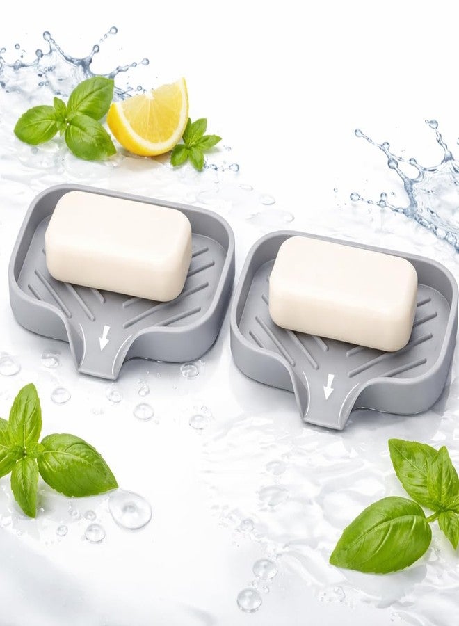 AMIQUS 2 Pcs Silicone Soap Holder for Bathroom & Kitchen | Non-Slip Soap Dish Tray | Wall-Mounted Soap Stand Without Drill | Multipurpose Sabundani | Durable Soap Box Organizer for Wash Basin - Image 1