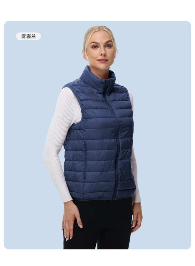 Autumn And Winter Women's Down Vest, Lightweight 80 White Duck Down Slim Fit Warm Top Jacket For Sports And Outdoor Cold Protection