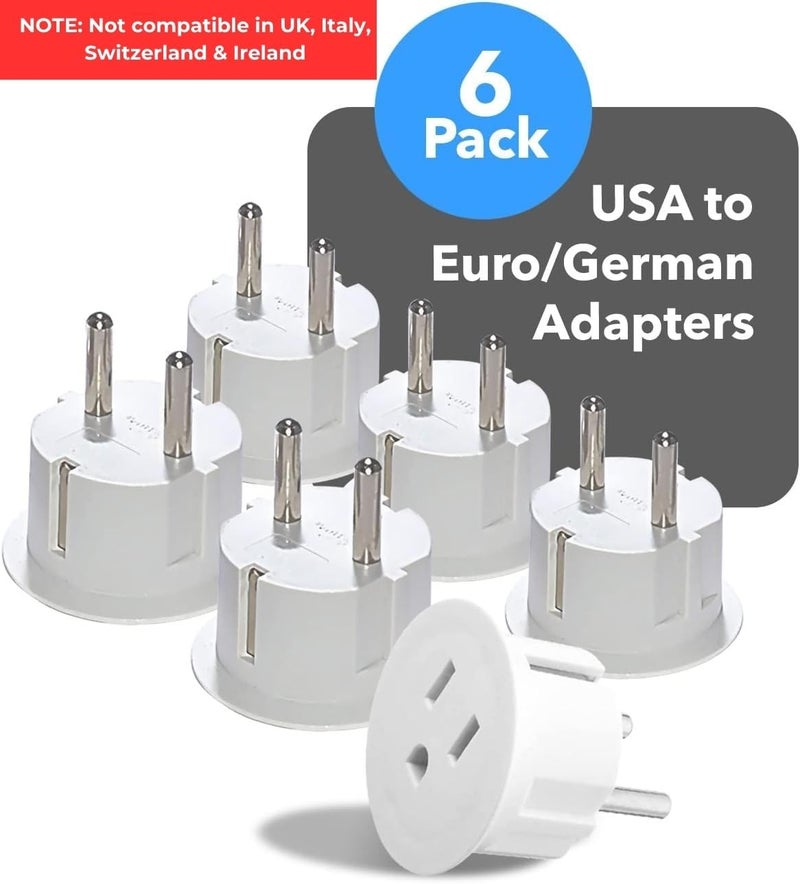 OREI American USA To European Plug Adapter â€“ Type E/F Schuko Plug Adapter - Use in Germany, France, & More - CE Certified â€“ For Mobile, Laptop & Camera Chargers - 6 Pack - Image 3