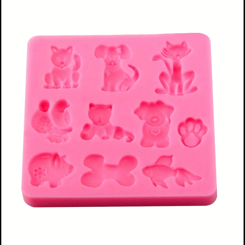 HengKe 2 Pcs Cats Dogs Foxes Silicone Molds Of Various Cartoon Animal Shapes Food Grade Cake Molds for Fondant  Candy  Biscuit Decor  Chocolate  Polymer Clay Bake Ware Baking Tools - Image 3