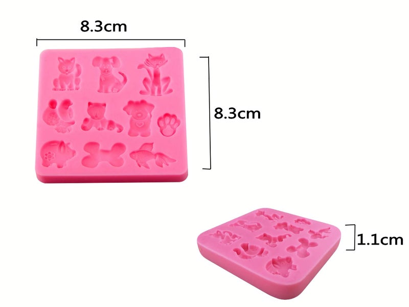 HengKe 2 Pcs Cats Dogs Foxes Silicone Molds Of Various Cartoon Animal Shapes Food Grade Cake Molds for Fondant  Candy  Biscuit Decor  Chocolate  Polymer Clay Bake Ware Baking Tools - Image 2