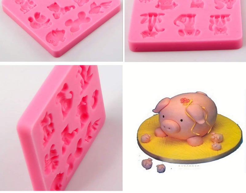 HengKe 2 Pcs Cats Dogs Foxes Silicone Molds Of Various Cartoon Animal Shapes Food Grade Cake Molds for Fondant  Candy  Biscuit Decor  Chocolate  Polymer Clay Bake Ware Baking Tools - Image 4