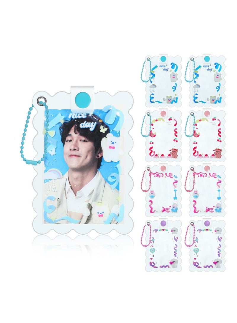 Generic , 8pcs Kpop Photocard Holder Keychain, 4.4 x 3.2 Inch Cardholder Plastic Cover, Kawaii Korean Pop Star Photo Card Covers, Little Bear Bunny Dog Key Chain  - Image 1