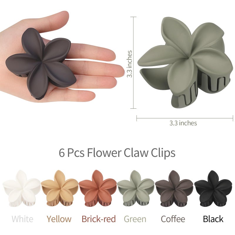 Sisiaipu Hair Clip, 6 Pcs Large Flower Claw Clips for Thick & Medium Hair, Hawaiian Flower Hair Clips, Beach Hair Accessories for Women and Girls - Basic - Image 4