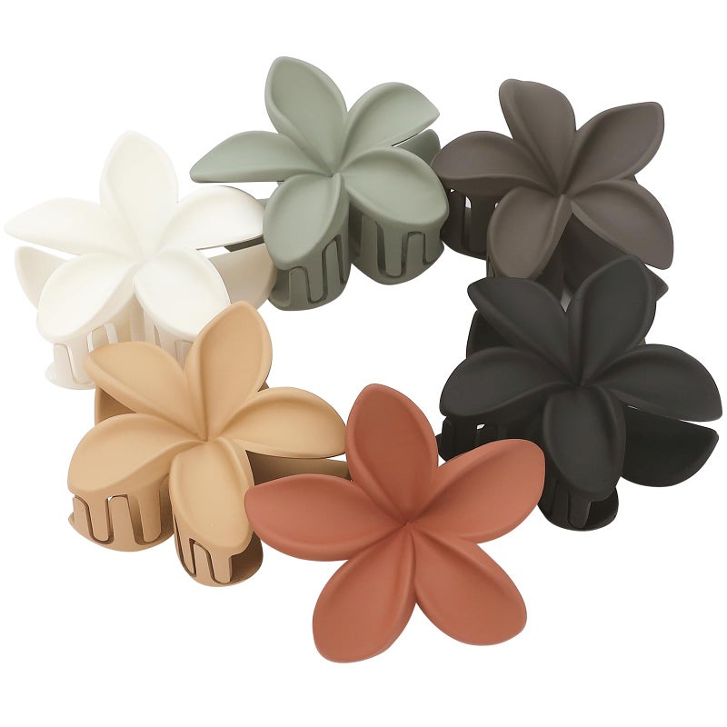 Sisiaipu Hair Clip, 6 Pcs Large Flower Claw Clips for Thick & Medium Hair, Hawaiian Flower Hair Clips, Beach Hair Accessories for Women and Girls - Basic - Image 2