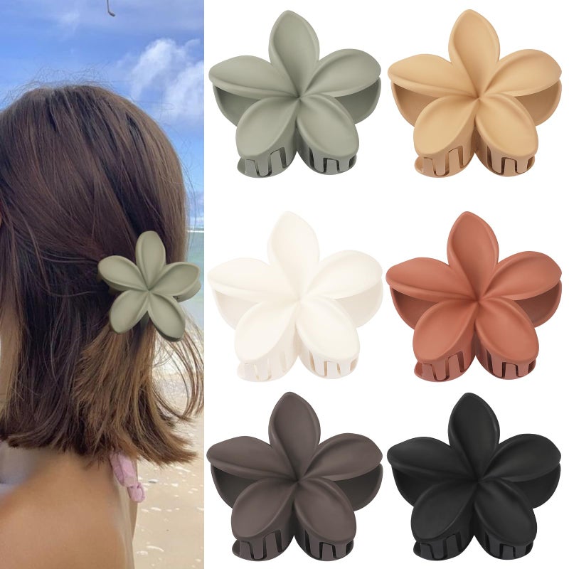Sisiaipu Hair Clip, 6 Pcs Large Flower Claw Clips for Thick & Medium Hair, Hawaiian Flower Hair Clips, Beach Hair Accessories for Women and Girls - Basic - Image 3