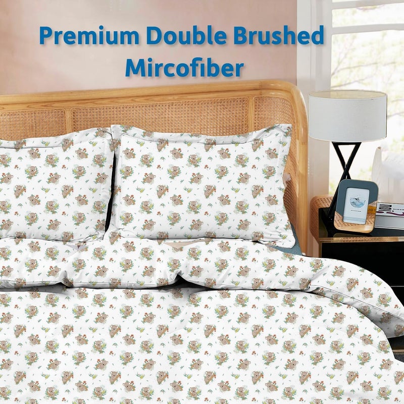 Cottington Lane 100 Microfiber 1 Piece Duvet Cover Zipper Closure Soft Breathable for Comfortable Sleep Wrinkle Free DuvetQuiltRazaiComforter Cover Koala Cuddles Single - Image 2