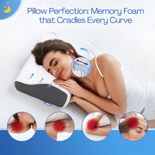 Derila King Size Neck Pillow for Sleeping, Cervical Pillow for Neck Suppor, Memory Foam Side Sleeper Pillows, Bed Contour Pillows for Back, Stomach Sleepers for Men 23.6x13.4x4.3 in - Image 2