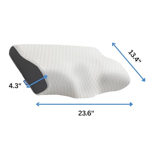 Derila King Size Neck Pillow for Sleeping, Cervical Pillow for Neck Suppor, Memory Foam Side Sleeper Pillows, Bed Contour Pillows for Back, Stomach Sleepers for Men 23.6x13.4x4.3 in - Image 3