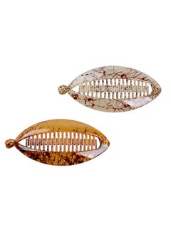Fodattm 2Pcs French Banana Hair Clip Hair Claw Hair Comb Women Lady Large Shell Hair Clincher Flat Shark Hair Clip Hairgrip (C#)  - Image 1