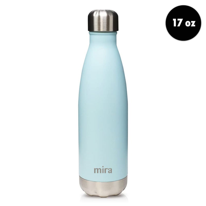 MIRA 17 oz Insulated Water Bottle - Stainless Steel Cola Shape Thermo - Double Wall Hot & Cold Flask (24Hr Cold/12Hr Hot) - Pearl Blue - Image 2