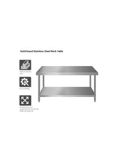 Commercial-Grade Stainless Steel Prep & Work Table – Heavy Duty with Undershelf and Backsplash – Available in 3 Sizes – Ideal for Restaurant, Home, and Hotel Use – Square Tube , 122 cm x 61 cm x 91 cm