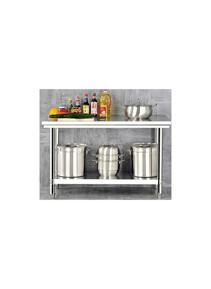 AL KHAYAM - Commercial-Grade Stainless Steel Prep & Work Table – Heavy Duty with Undershelf and Backsplash – Available in 3 Sizes – Ideal for Restaurant, Home, and Hotel Use – Square Tube , 122 cm x 61 cm x 91 cm - Image 1