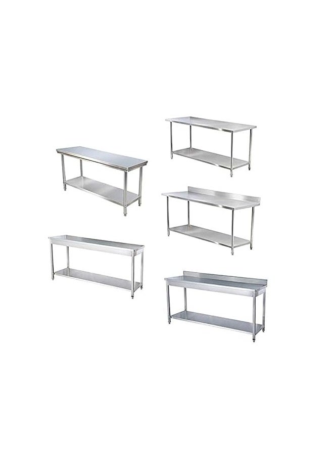 AL KHAYAM - Commercial-Grade Stainless Steel Prep & Work Table – Heavy Duty with Undershelf and Backsplash – Available in 3 Sizes – Ideal for Restaurant, Home, and Hotel Use – Square Tube , 122 cm x 61 cm x 91 cm - Image 1