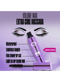 Fashion Colour Volume Max Ultra Curl Mascara Volumizing Lengthening Smudge & Water Resistant Jet Black 8ml  - Image 3
