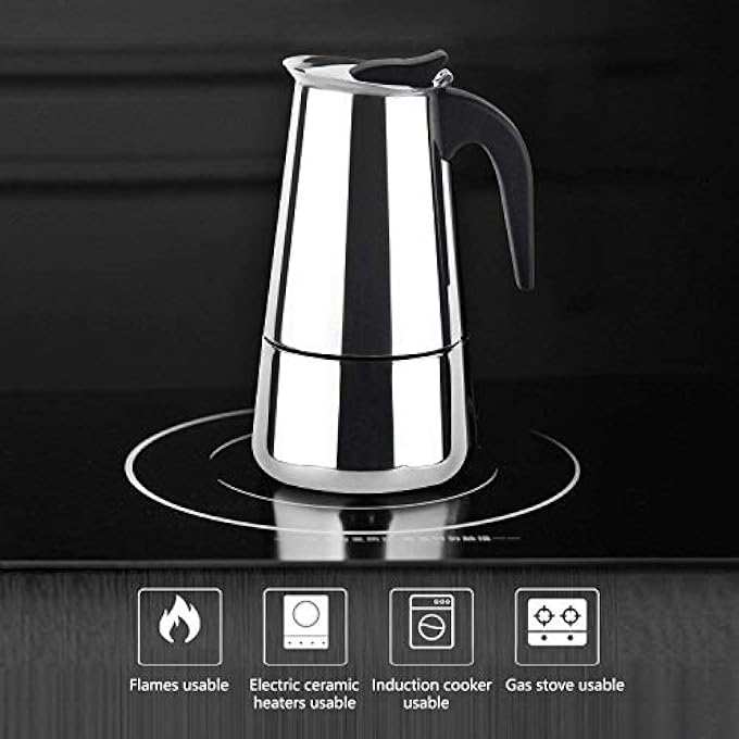 rayihni Stovetop Espresso Maker Moka Pot Percolator Italian Coffee Maker 300Ml10Oz6 Cup Classic Cafe Maker Stainless Steel Suitable For Induction Cookers - Image 3