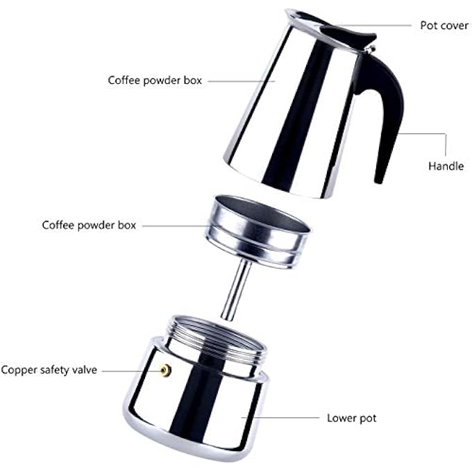 rayihni Stovetop Espresso Maker Moka Pot Percolator Italian Coffee Maker 300Ml10Oz6 Cup Classic Cafe Maker Stainless Steel Suitable For Induction Cookers - Image 5