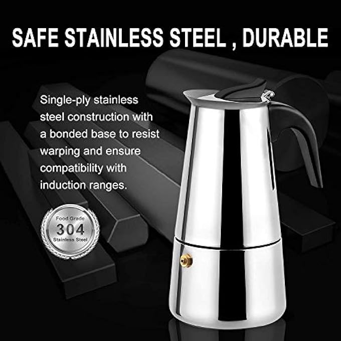 rayihni Stovetop Espresso Maker Moka Pot Percolator Italian Coffee Maker 300Ml10Oz6 Cup Classic Cafe Maker Stainless Steel Suitable For Induction Cookers - Image 2