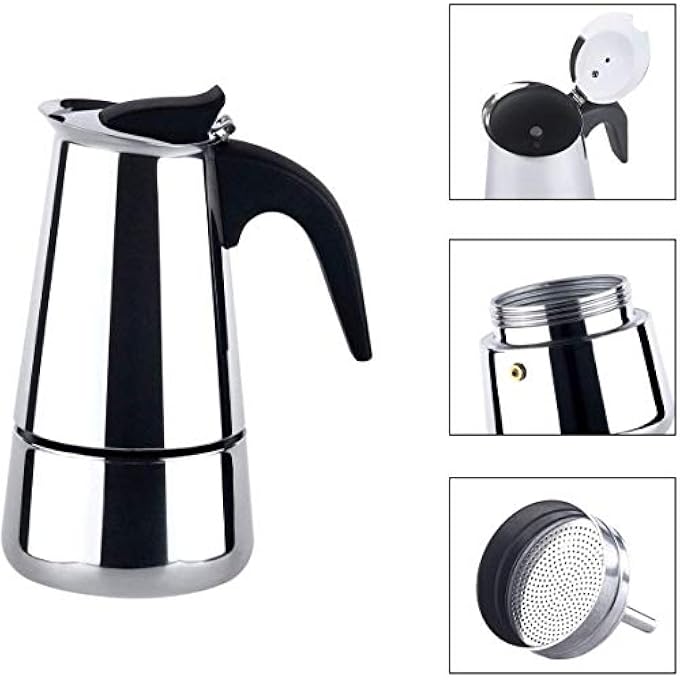 rayihni Stovetop Espresso Maker Moka Pot Percolator Italian Coffee Maker 300Ml10Oz6 Cup Classic Cafe Maker Stainless Steel Suitable For Induction Cookers - Image 4