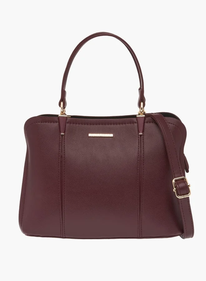 Flora Bella By Shoexpress Women Solid Tote Bag with Detachable Strap and Zip Closure