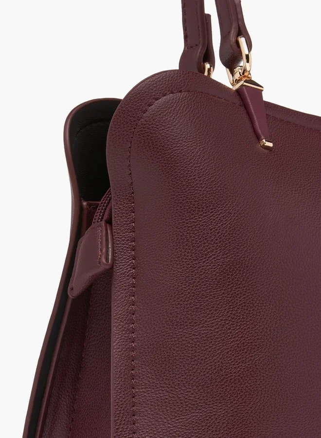 Flora Bella By Shoexpress Women Solid Tote Bag with Detachable Strap and Zip Closure