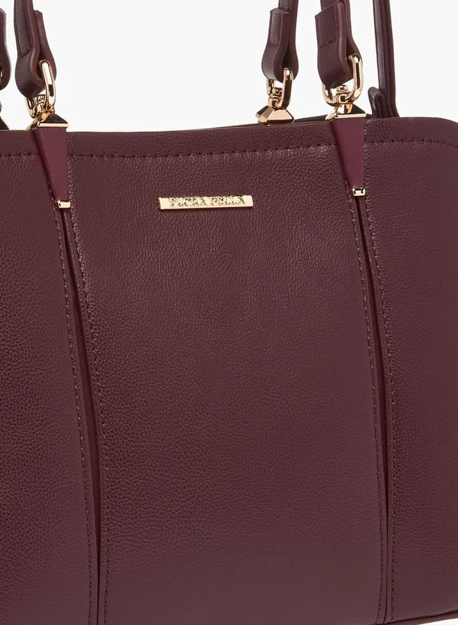 Flora Bella By Shoexpress Women Solid Tote Bag with Detachable Strap and Zip Closure