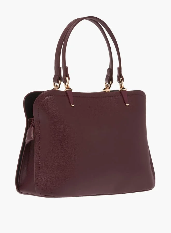 Flora Bella By Shoexpress Women Solid Tote Bag with Detachable Strap and Zip Closure